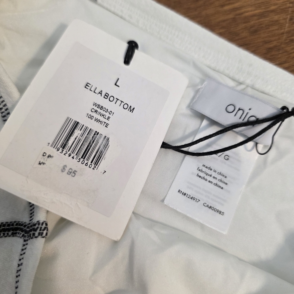 NWT Onia Ella Bikini Bottoms Textured High Rise Crinkle Swimsuit White Large - Picture 6 of 8